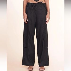 Staud Wide Leg Jogger Pants with Lace trimming